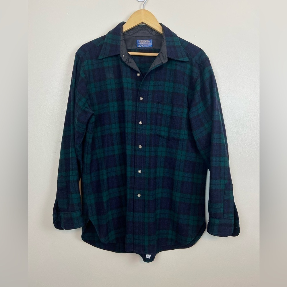 VINTAGE PENDLETON 60’s 100% WOOL PLAID BOARD SHIRT AUTHENTIC BLACK WATCH TARTAN - Picture 2 of 10